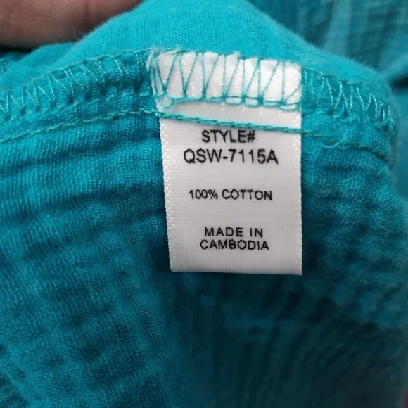 3706 Size S/M Zenana Teal Mineral Washed Thick Gauze Dress. - Picture 7 of 7